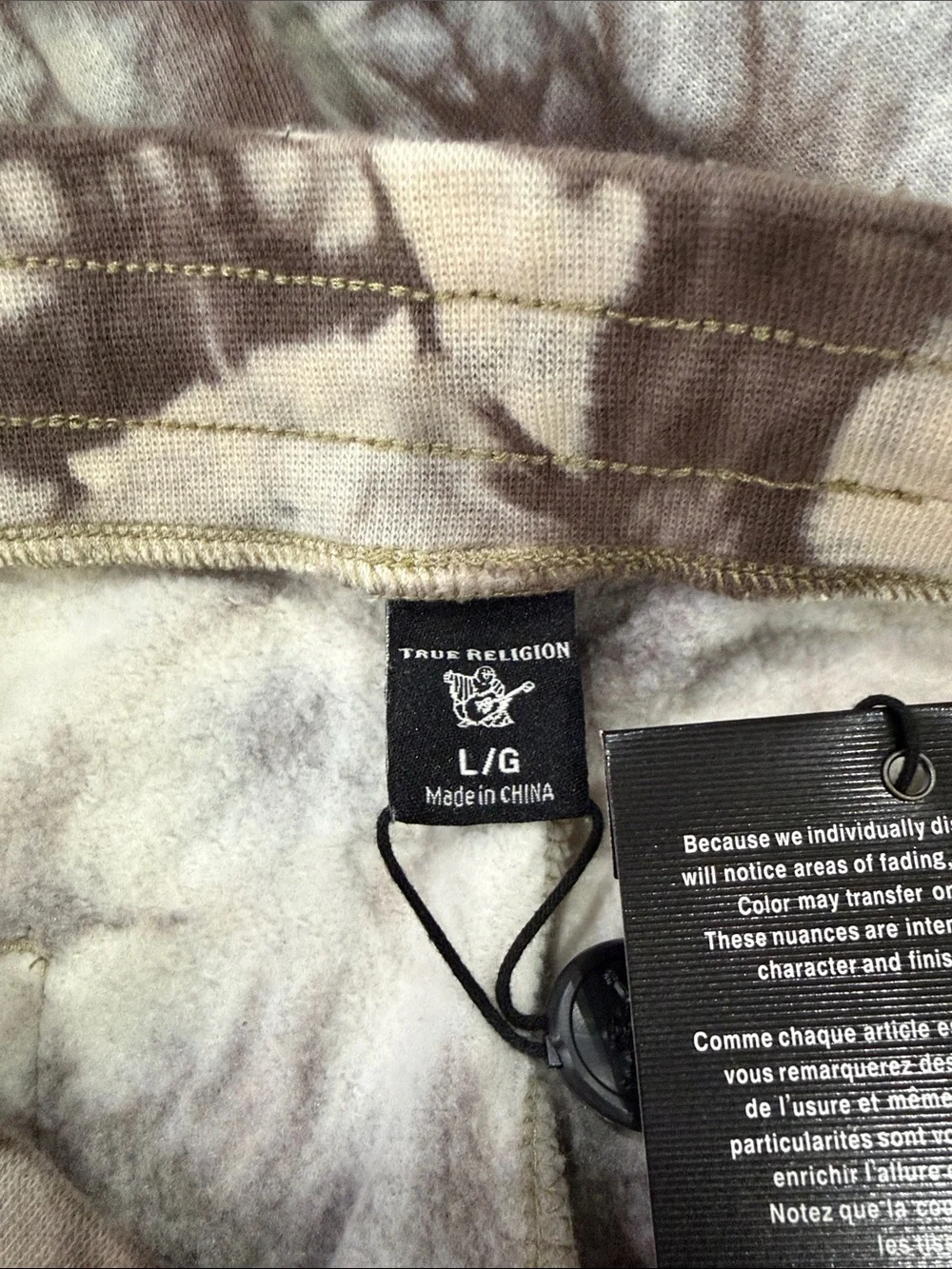 True Religion Gilden Beige & White Tie-Dye Joggers